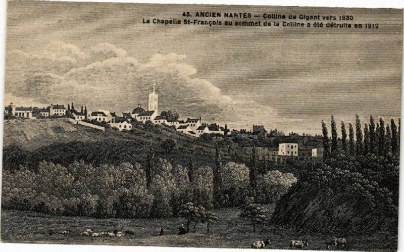 Carte postale ancienne Ancien Nantes Collins de Gigant vers 1830 La Chapelle Saint-Francois à Nantes