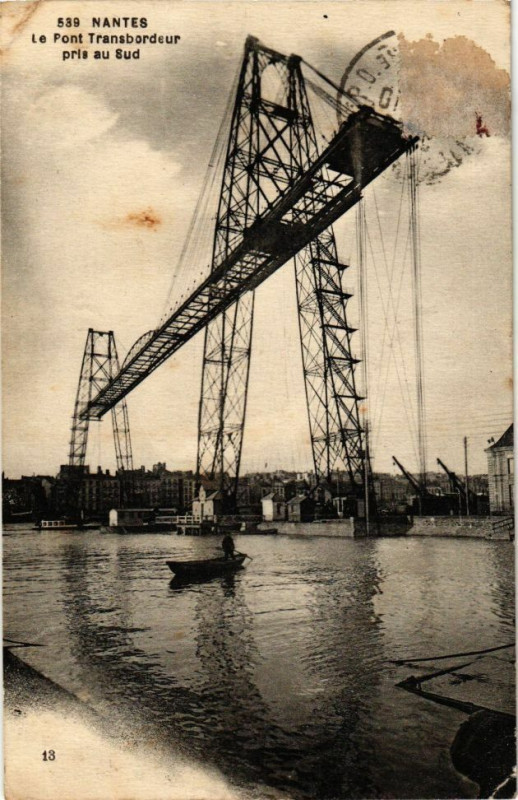 Carte postale ancienne Nantes - Le Pont Transbordeur pris au Sud à Nantes