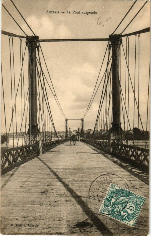 Carte postale ancienne Ancenis - Le Pont suspendu