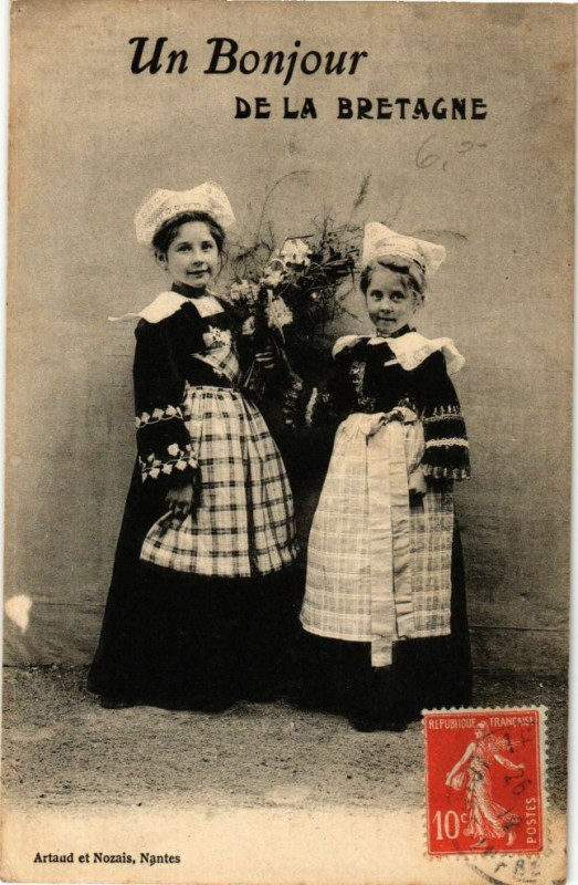Carte postale ancienne Un Bonjour de la Bretagne