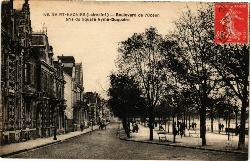Carte postale ancienne Saint-Nazaire - Boulevard de l'Ocean pris du Equare... à Saint-Nazaire