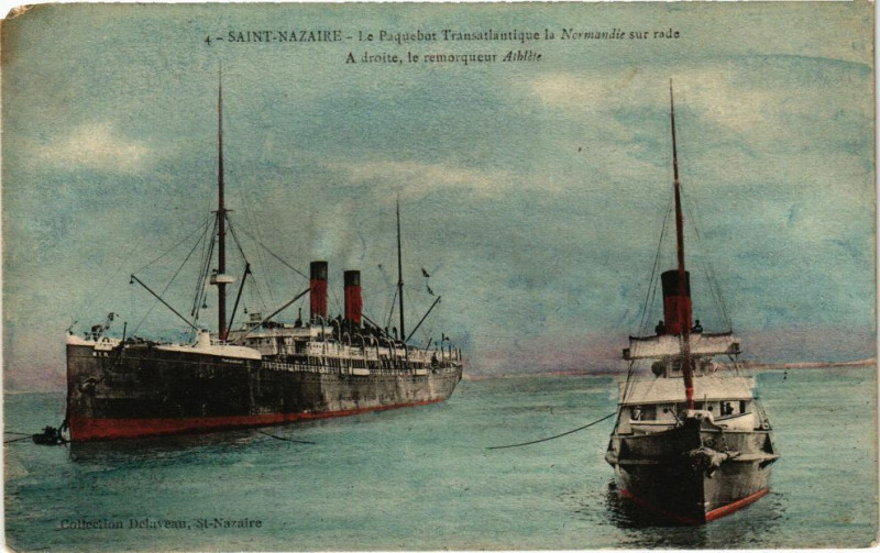Carte postale ancienne Saint-Nazaire - Le Paquebot Transatlantique la Nouvelle sur rade à Saint-Nazaire