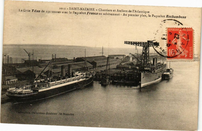 Carte postale ancienne Saint-Nazaire - Chantiers et Ateliers de l'Atlantique - La Grue à Saint-Nazaire