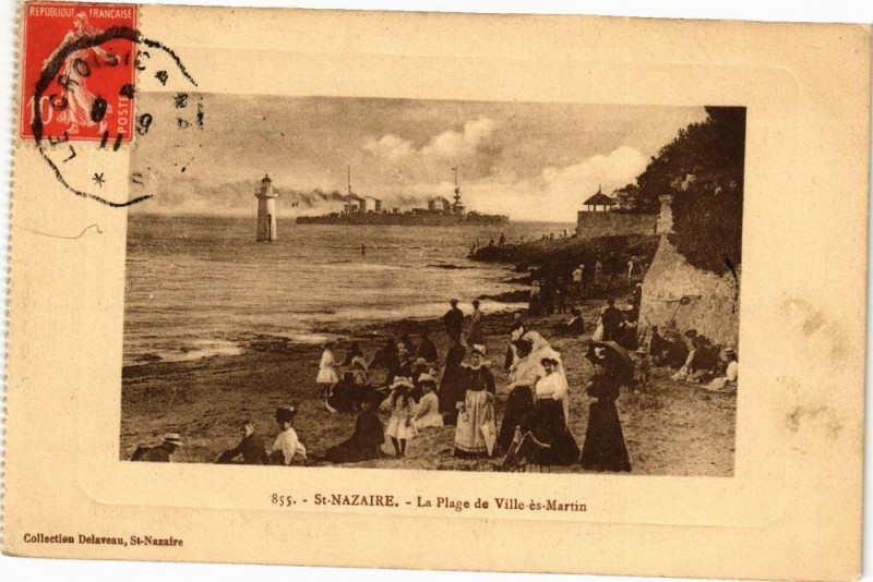 Carte postale ancienne Saint-Nazaire - La Plage de Ville-es-Martin à Saint-Nazaire