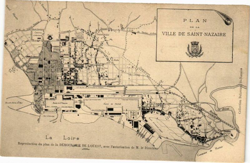 Carte postale ancienne Plan - Ville de Saint-Nazaire - La Loire à Saint-Nazaire