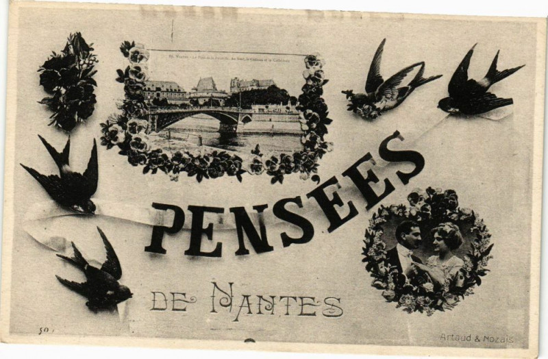Carte postale ancienne Pensées de Nantes à Nantes