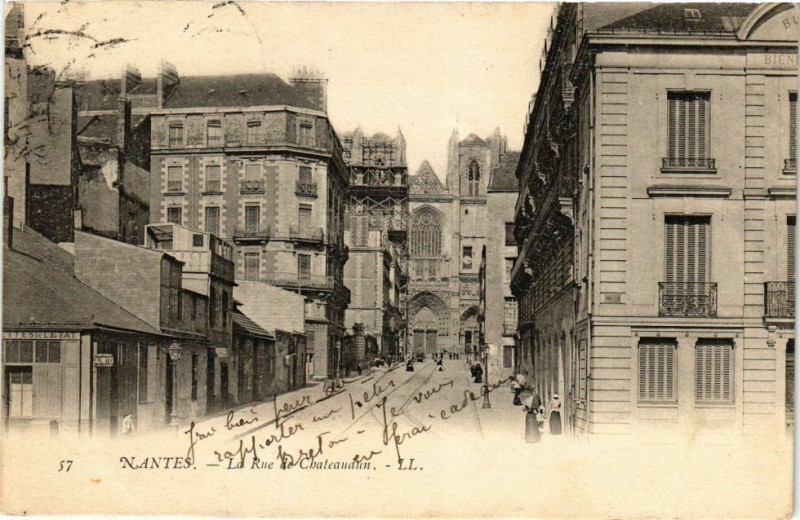 Carte postale ancienne Nantes - La Rue de Chateaudieu à Nantes