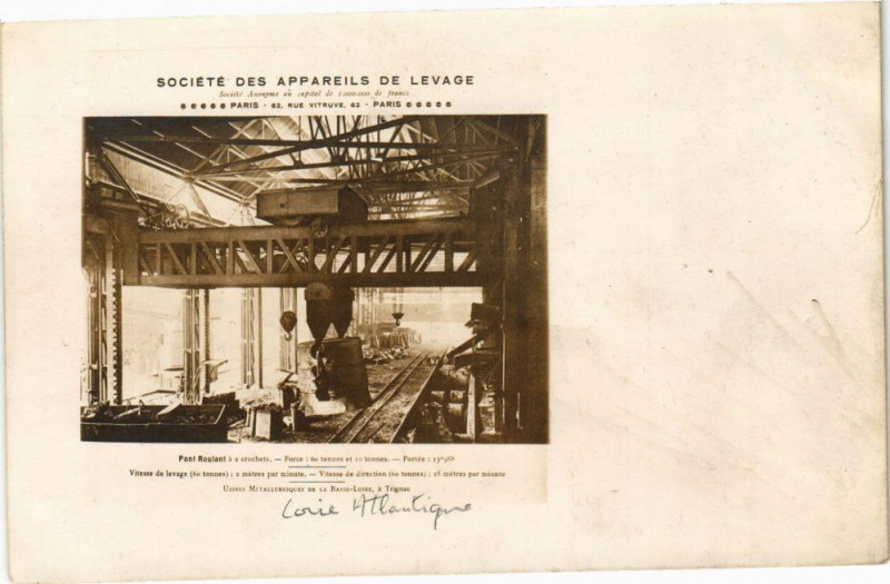 Carte postale ancienne Soc. Des Appareils De Levage