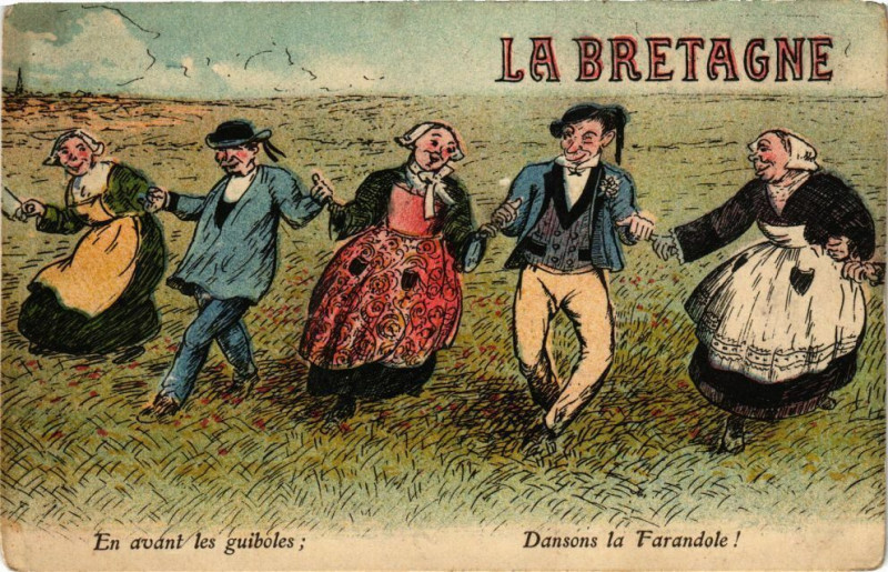 Carte postale ancienne La Bretagne Dansons la Farandole
