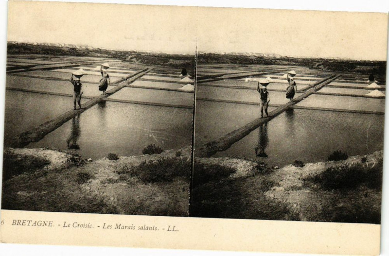Carte postale ancienne Bretagne-Le Croisic-Les Marais salants au Croisic