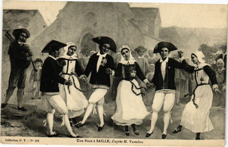 Carte postale ancienne Une Noce a Saille d'apres M.Vasselon