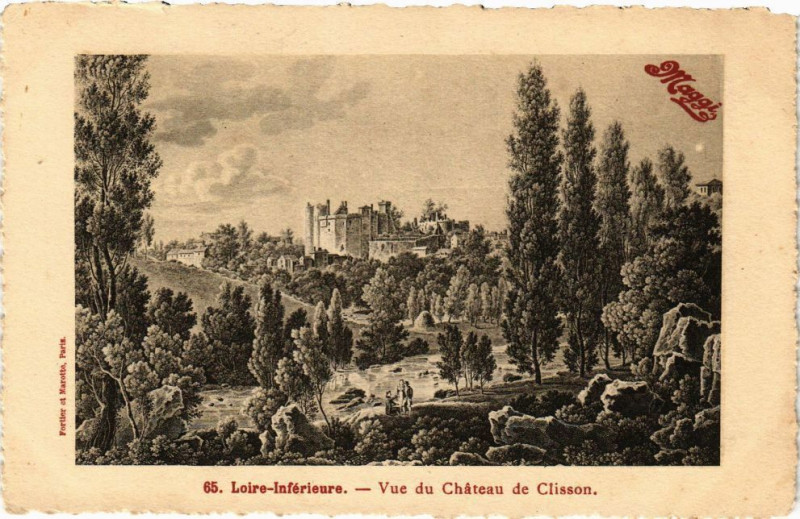 Carte postale ancienne Loire-Inferieure-Vue du Chateau de Clisson à Clisson
