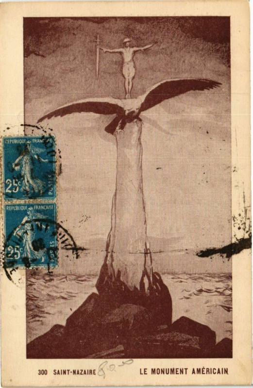 Carte postale ancienne Saint-Nazaire - Le Monument Americain à Saint-Nazaire