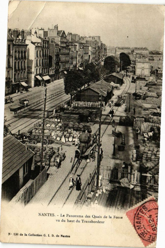 Carte postale ancienne Nantes - Le Panorama des Quais de la Fosse vu du haut du à Nantes
