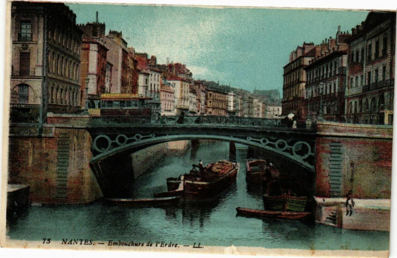 Carte postale ancienne Nantes - Embouchure de l'Erdre à Nantes