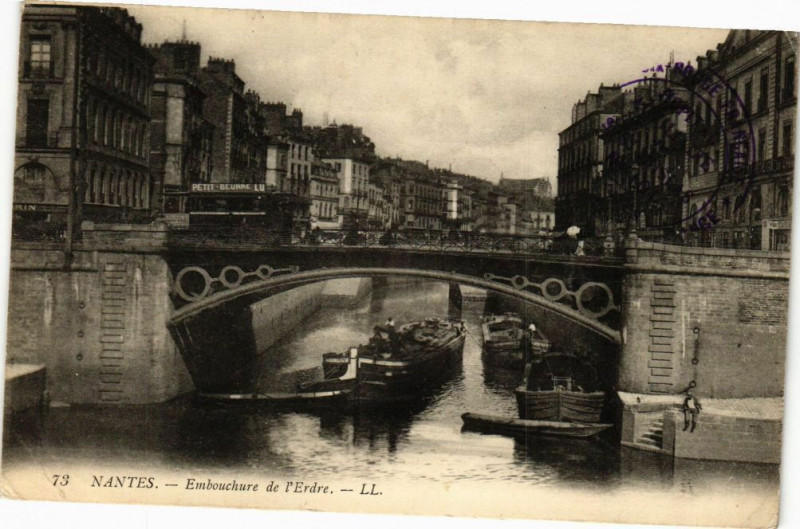 Carte postale ancienne Nantes - Embouchure de l'Erdre à Nantes