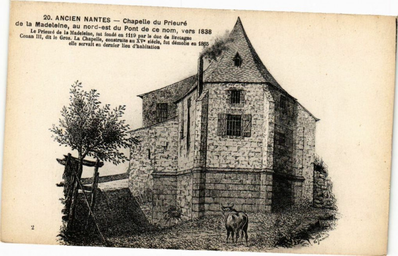 Carte postale ancienne Ancien Nantes - Chapelle du prieure de la Madeleine au nord - est à Nantes