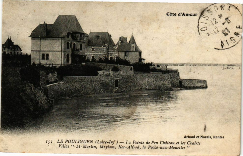 Carte postale ancienne Cote d'Amour - Le Pouliguen - La Pointe de Pen Chateau au Pouliguen