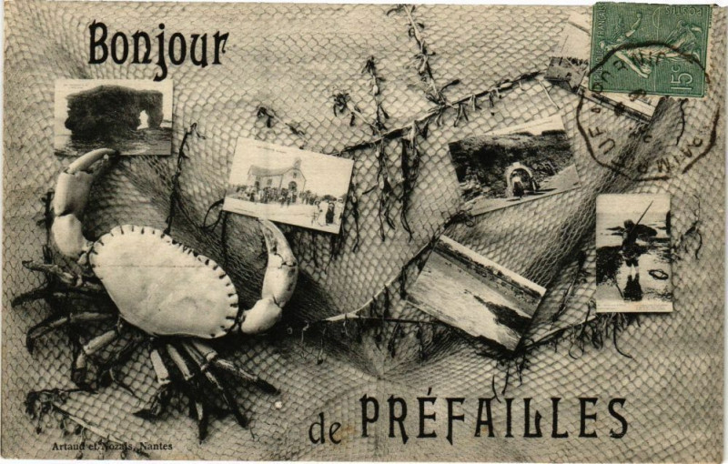 Carte postale ancienne Bonjour de Prefailles à Préfailles