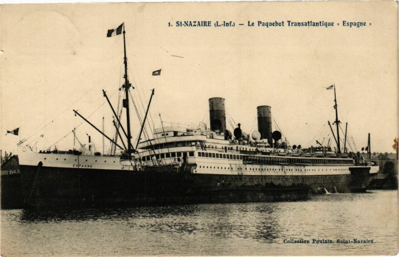 Carte postale ancienne Saint-Nazaire - Le Paquebot Transatlantique Espagne à Saint-Nazaire