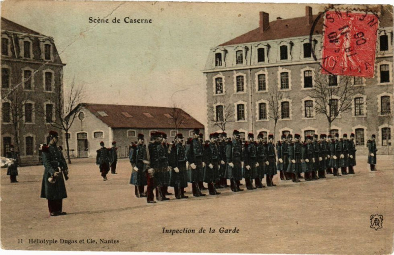 Carte postale ancienne Scene de Caserne - Inspection de la Garde