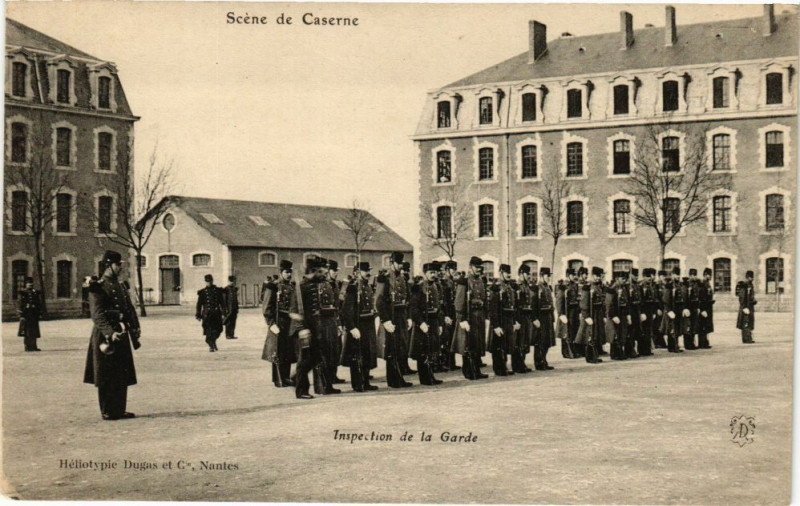 Carte postale ancienne Scene de Caserne - Inspection de la Garde