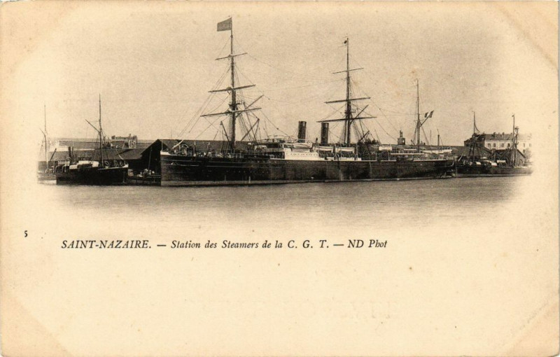 Carte postale ancienne Saint-Nazaire - Station des Steamers de la C.G.T. à Saint-Nazaire