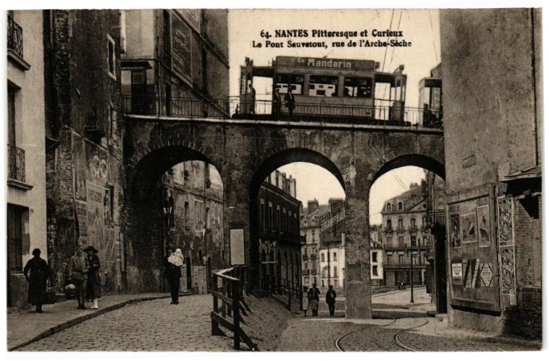 Carte postale ancienne Le Pont Sauvetout, rue de l'Arche-Sèche à Nantes