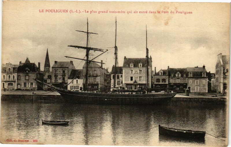 Carte postale ancienne Le Pouliguen - Le plus grand trois-mats qui alt entrée dans au Pouliguen
