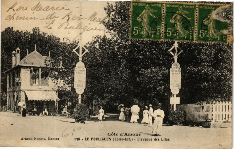 Carte postale ancienne Cote d'Amour - Le Pouliguen - L'avenue des Lillas au Pouliguen