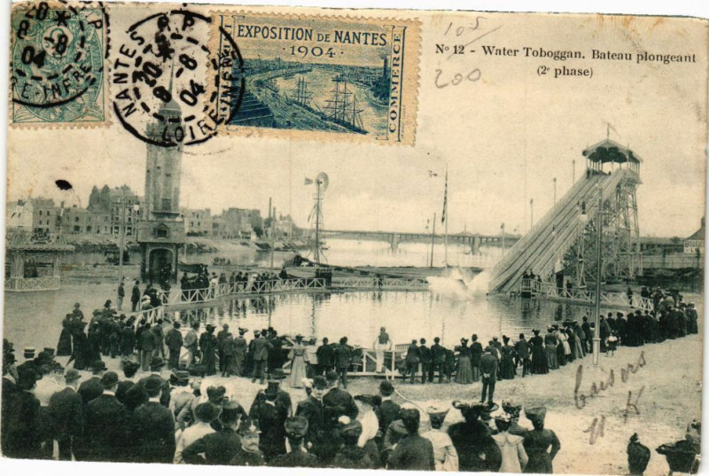 Carte postale ancienne Water Toboggan Bateau plongeant