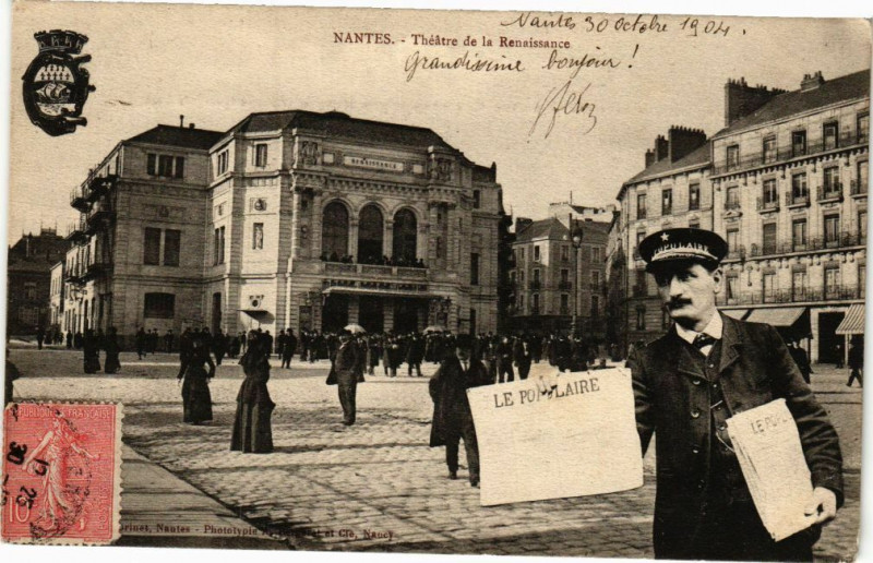 Carte postale ancienne Nantes - Theatre de la Renaissance à Nantes