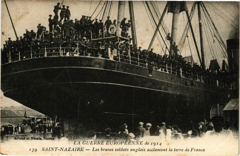Carte postale ancienne La Guerre Européenne de 1914 - Saint-Nazaire - Les braves soldats... à Saint-Nazaire