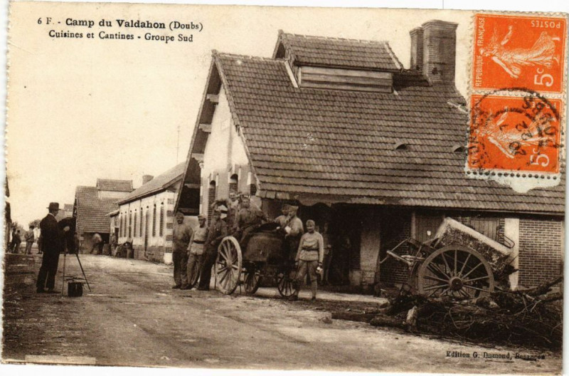 Carte postale ancienne Camp du Valdahon (Doubs) - Cuisines et Cantines - Groupe Sud