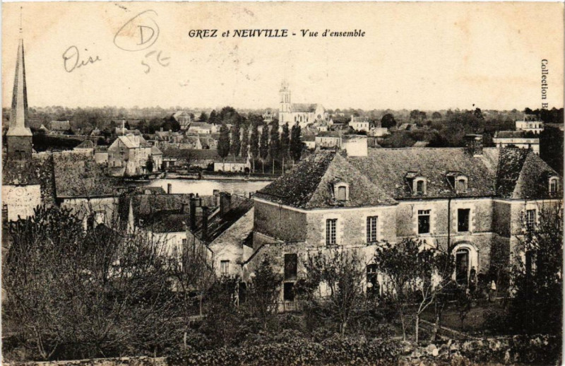 Carte postale ancienne Grez et Neuville vue d'ensemble