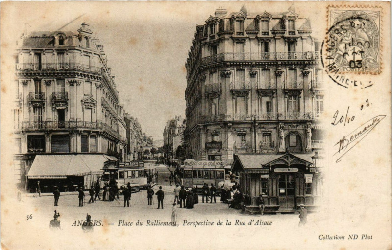 Carte postale ancienne Angers - Place du Ralliement - Perspective de la Rue d'Alsace à Angers