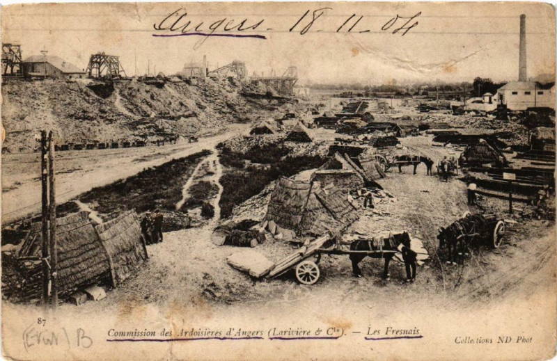 Carte postale ancienne Commission des Ardoisiere d' Angers Lariviere et Cie Les Fresnais à Angers