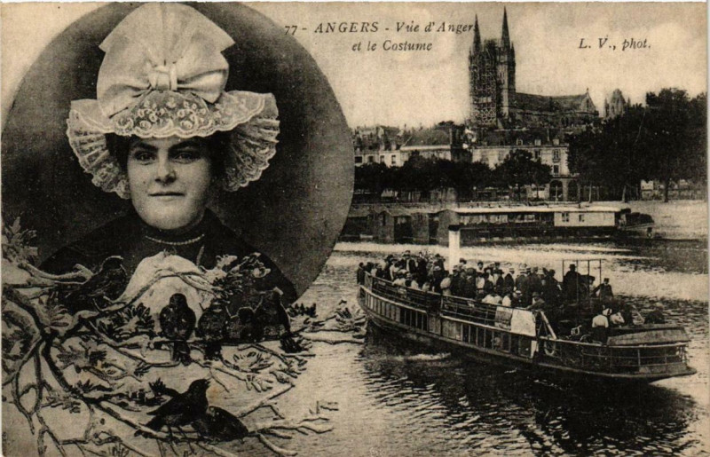 Carte postale ancienne Angers vue d'Anger et le Costume à Angers