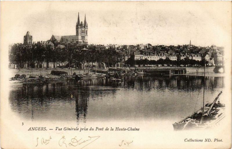 Carte postale ancienne Angers Vue générale prise du Pont de la Haute-Chaine à Angers