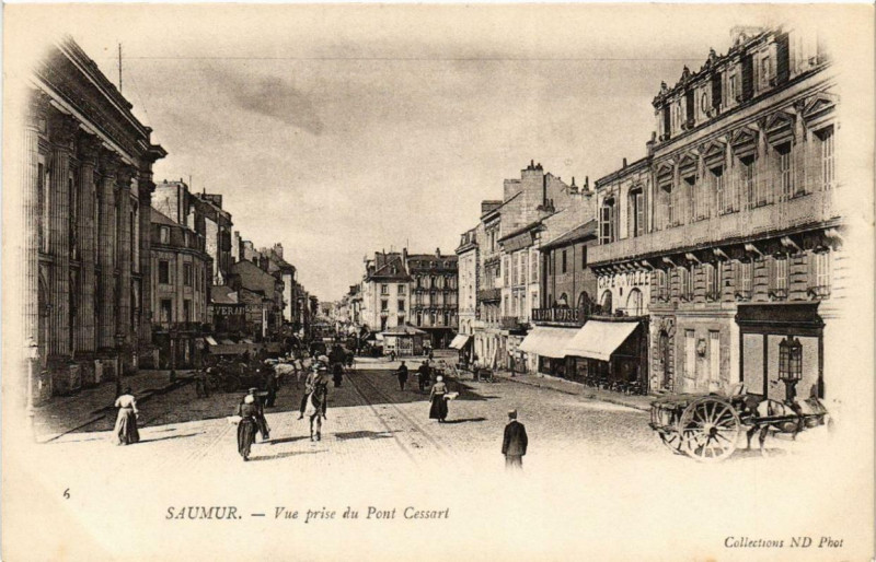 Carte postale ancienne Saumur vue prise du Pont Cessart à Saumur