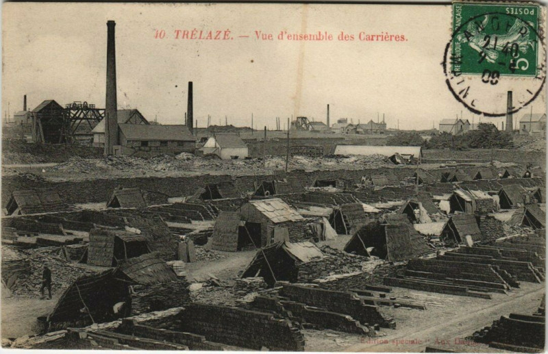 Carte postale ancienne Trelaze Vue d'ensemble des Carrieres à Trélazé