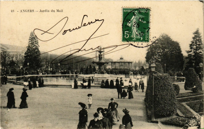 Carte postale ancienne Angers - Jardin du Mail à Angers