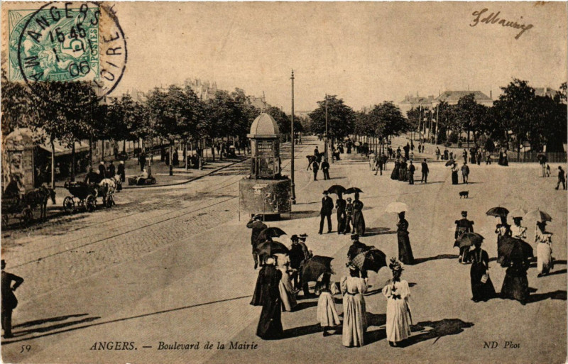Carte postale ancienne Angers - Boulevard de la Mairie à Angers