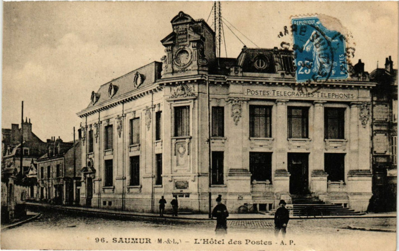 Carte postale ancienne Saumur (M.-&-L.) - L'Hotel des Postes à Saumur
