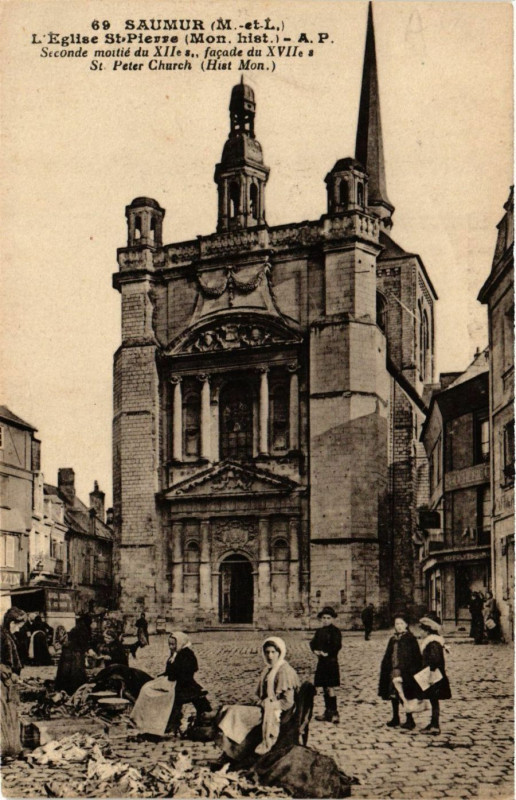 Carte postale ancienne Saumur - L'Eglise Saint-Pierre (Mon.hist) - Sconde mortie... à Saumur