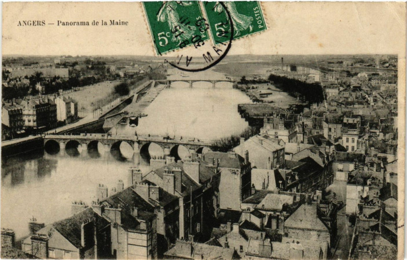 Carte postale ancienne Angers - Panorame de la Maine à Angers