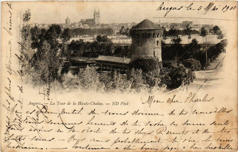 Carte postale ancienne Angers - La Tour de la Haule-Chaine à Angers