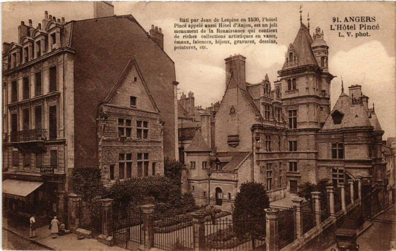 Carte postale ancienne Angers - L'Hotel Pince à Angers