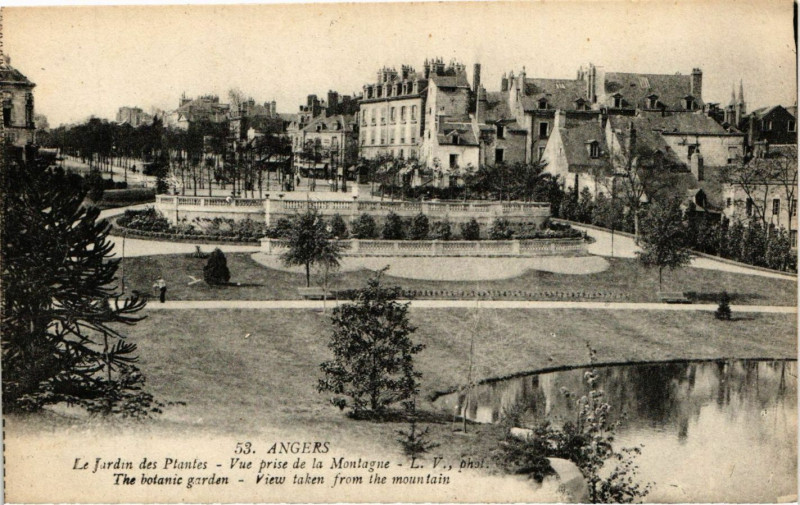 Carte postale ancienne Angers - Le Jardin des Plantes - Vue prise de la Montagne à Angers