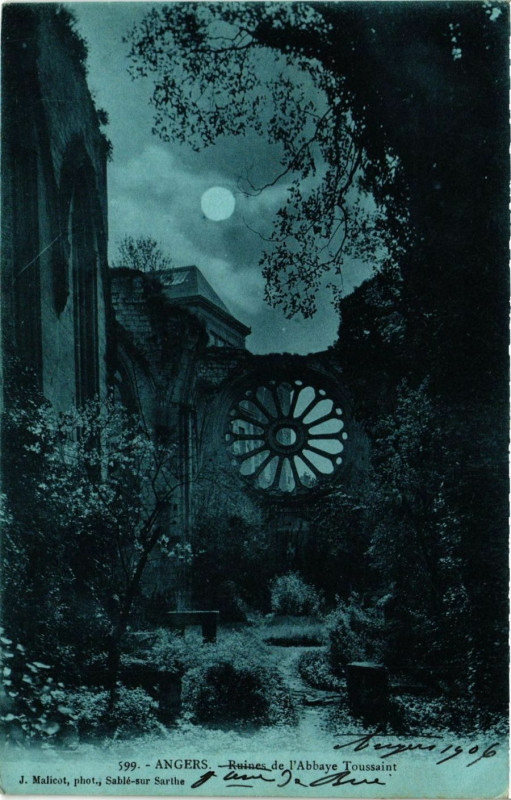 Carte postale ancienne Angers - Ruines de l'Abbaye TousSt à Angers